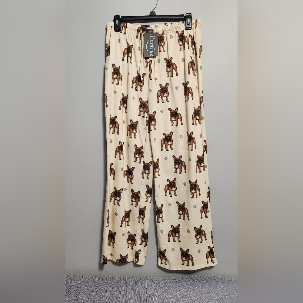 French Bulldog Pajama Pants Size Medium New